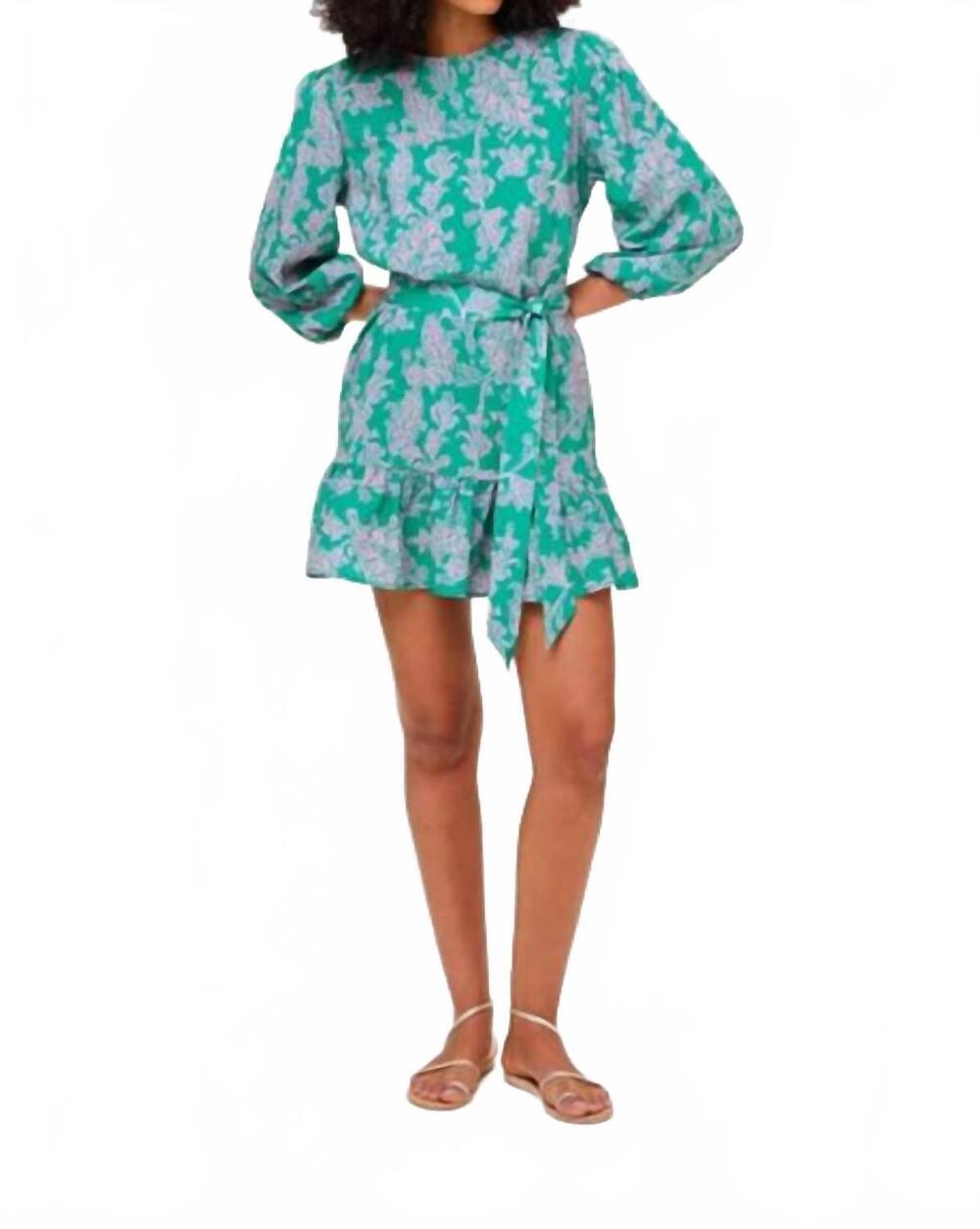 NEW HEIDI KLEIN women's santa rosa bubble sleeve tunic dress in teal print